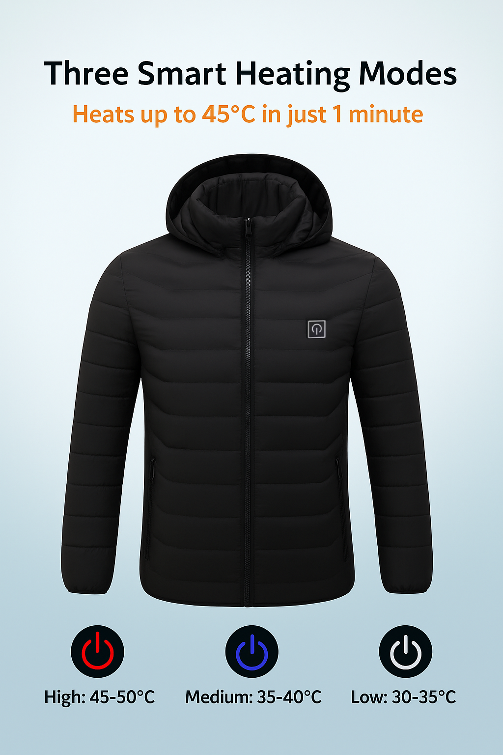Aiwetin Heated Jacket – Winter Warm USB Heated Parka with Smart Thermostat & Detachable Hood
